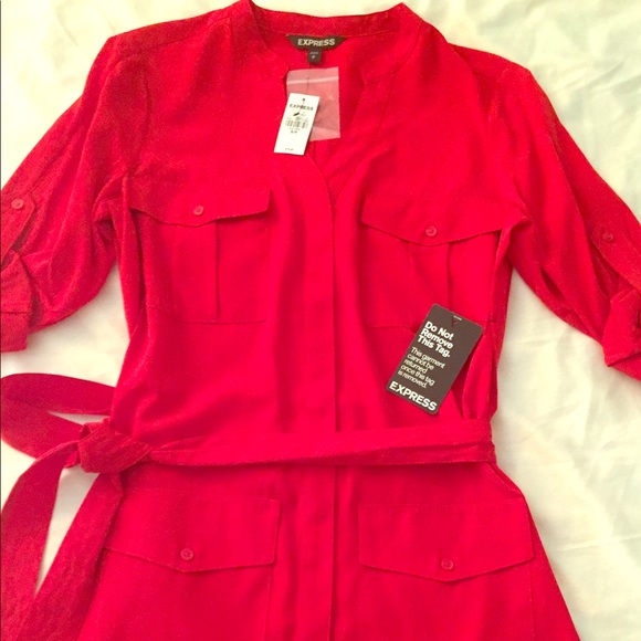 Express Dresses & Skirts - Express Red Military Shirtdress Small New With Tag